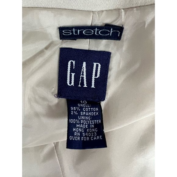 Gap Womens Jacket Coat Beige Cotton Blend Button Stretch Collar Pockets Lined 10 - Picture 10 of 12